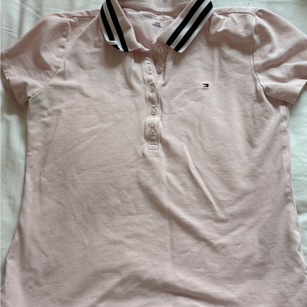Tommy Hilfiger Light Pink Polo Tee with Navy Logo